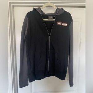 Harley-Davidson Black & Gray Zip-Up with Chest Logo and Logo on Back